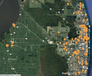 Locations of the 120 organizations funded through Quantum in the Community in 2021.